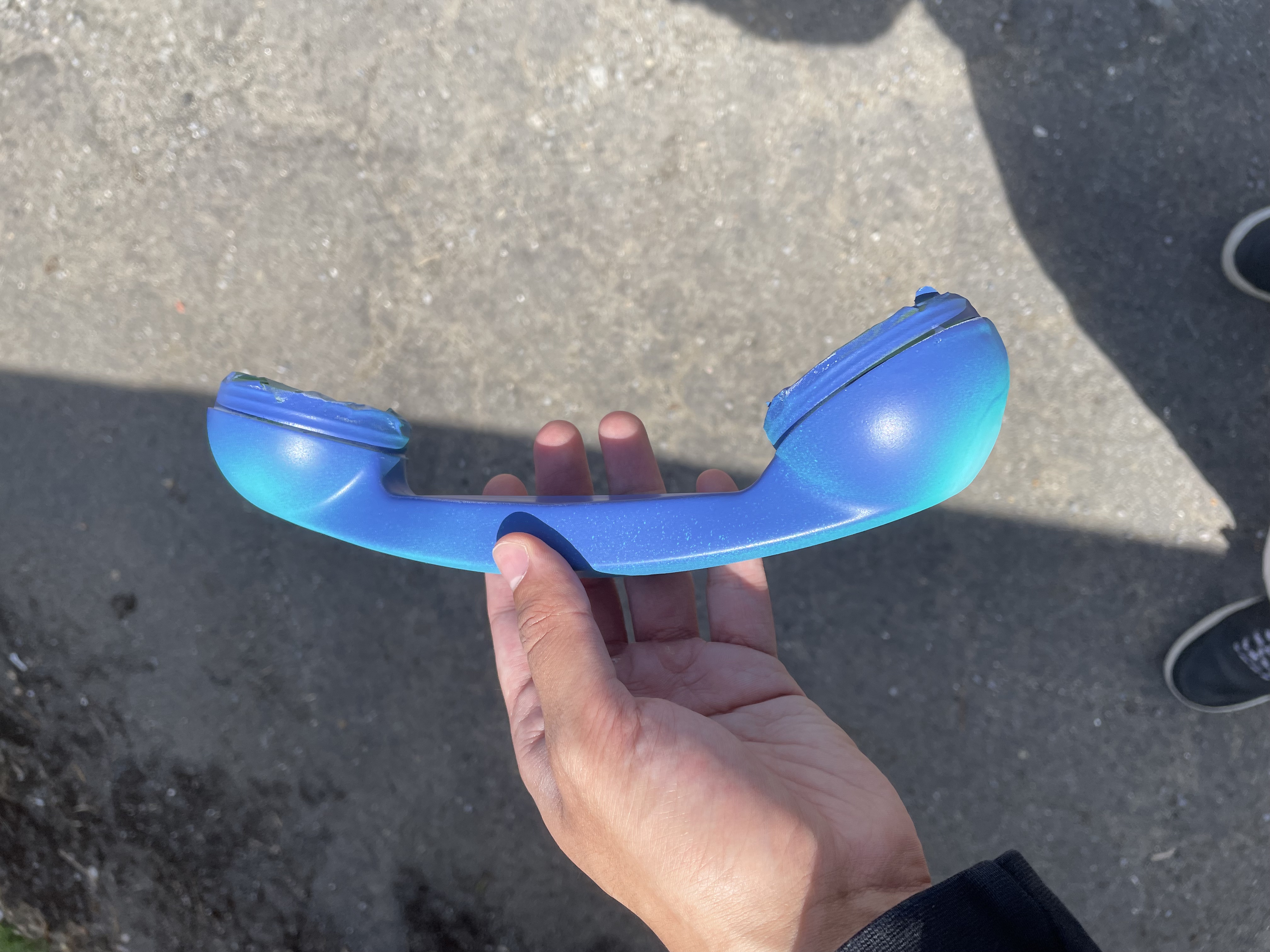 upcycled rotary handset in electric cobalt